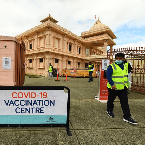 A pop-up vaccination clinic has been established at the BAPS Swaminarayan Mandir in Melbourne with translators and medical staff available.