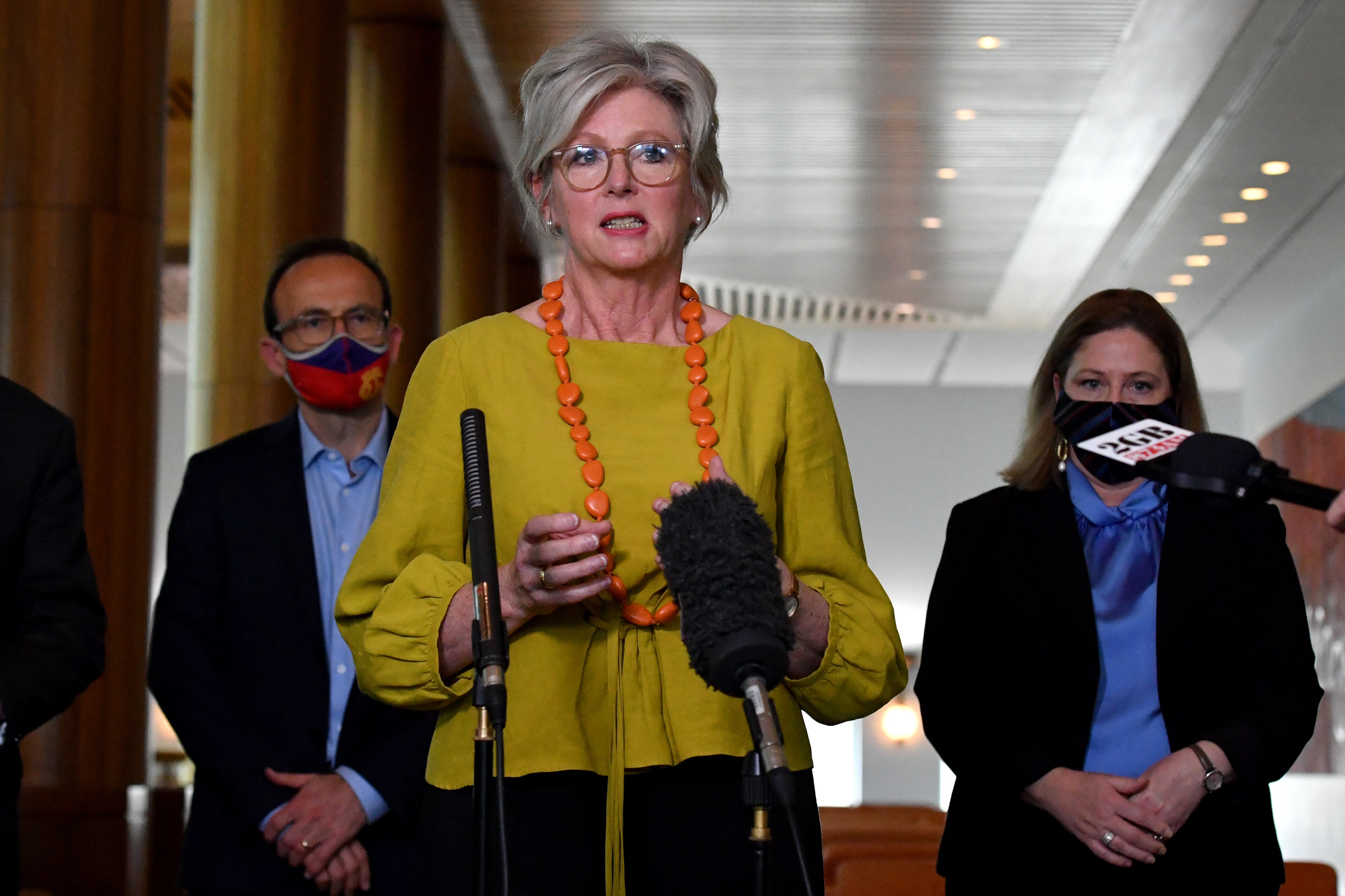 Independent Member for Indi Helen Haines at press conference at Parliament House in Canberra.