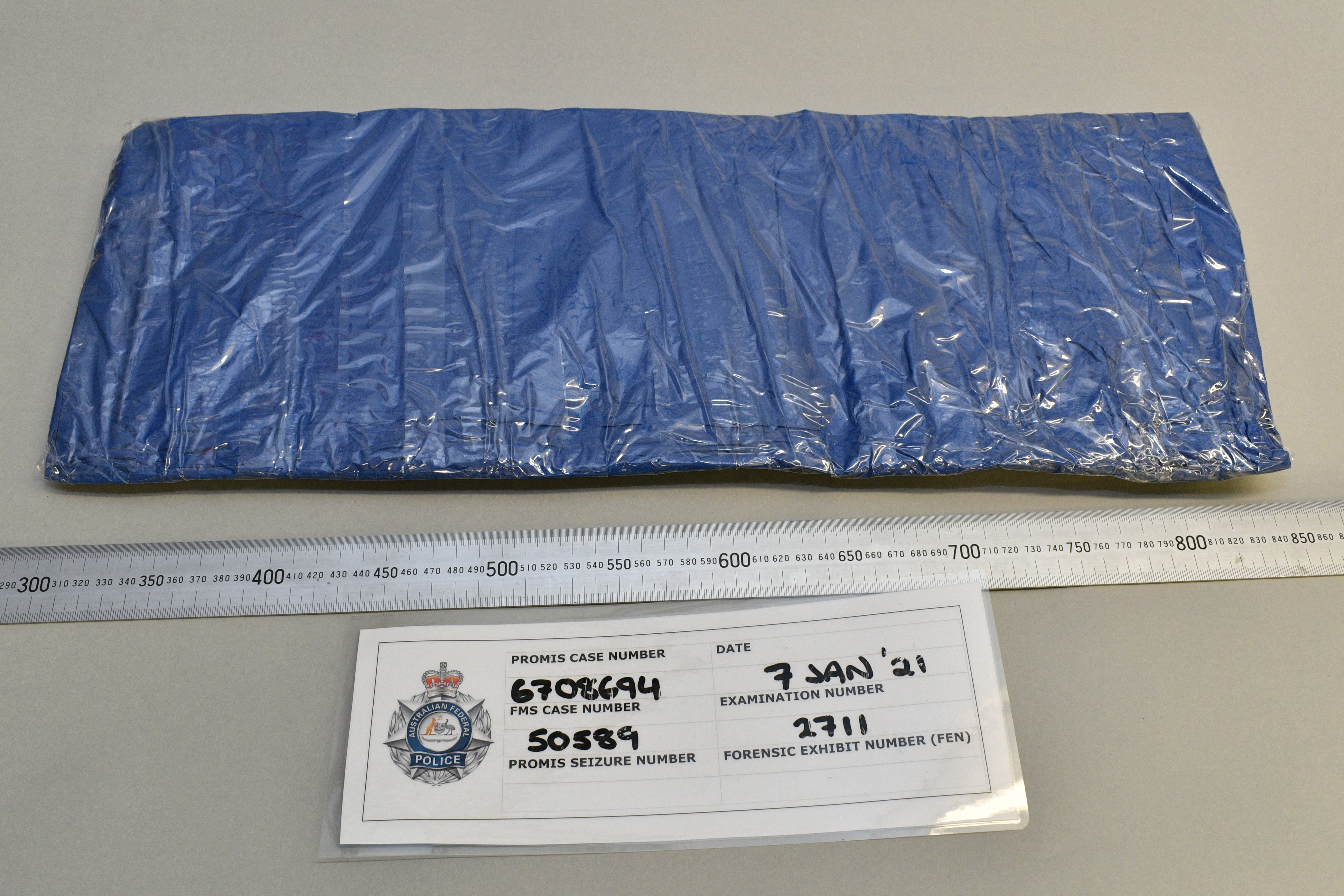 a total of 81 packages wrapped in blue plastic containing 81kg of methamphetamine.
