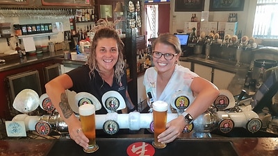 Dannielle Hart (right) runs an accommodation service and brewery in Broome, Western Australia.