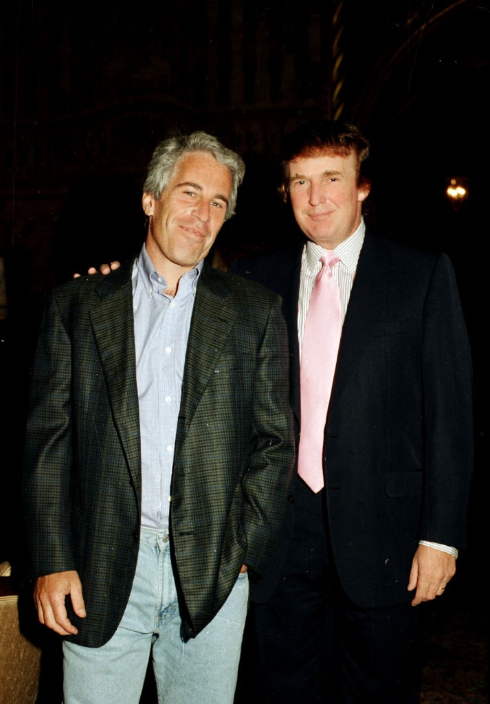 Jeffrey Epstein (left) and Donald Trump at the Mar-a-Lago estate in 1997.