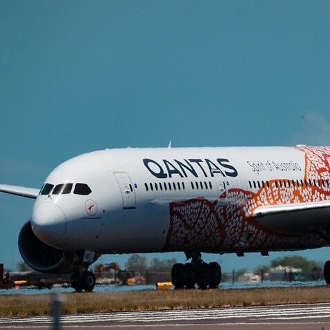 A Qantas plane at Darwin Airport