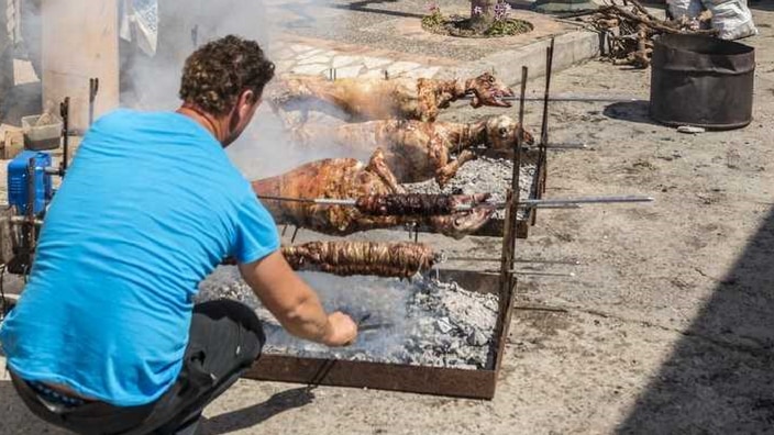 Easter Sunday-The traditional Spit-Roasted Lamb of Greek Easter