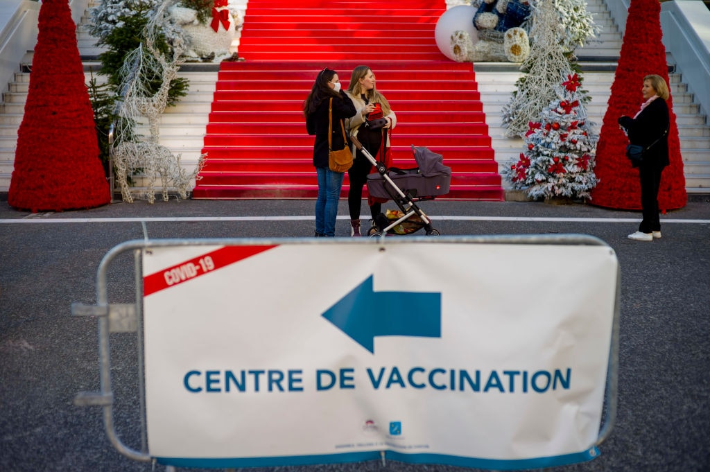 A COVID-19 vaccination site in Cannes, France.