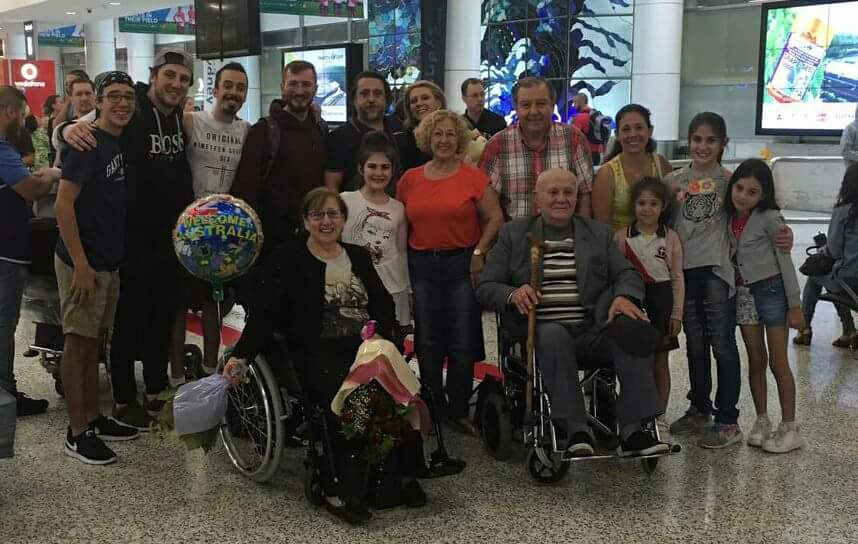 George Najarian and his family arriving in Sydney airport in 2017.