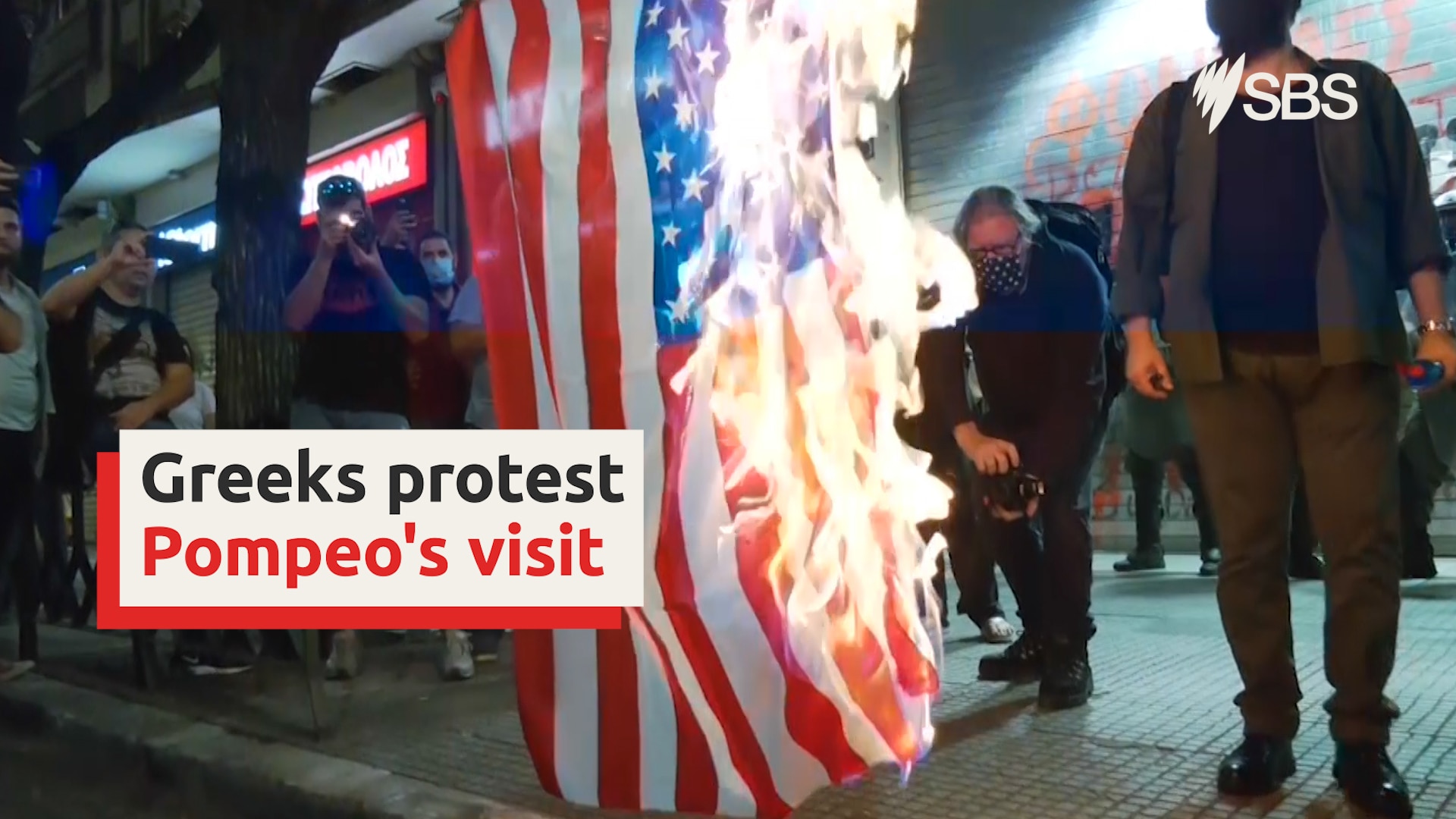 US flag burned as Greeks protest Pompeo's visit