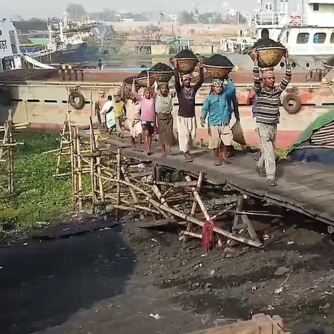 Coal being unloaded in Bangladesh