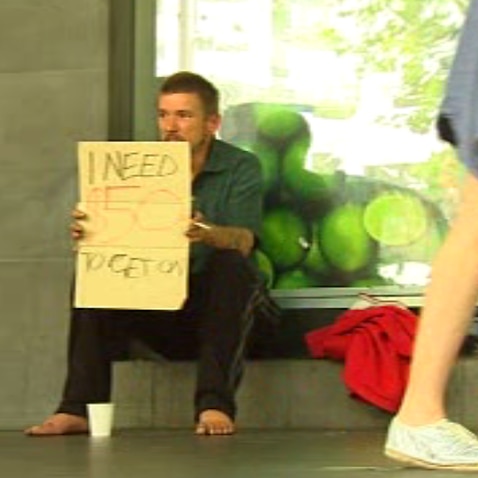 Homeless man, Adam, in Melbourne's CBD