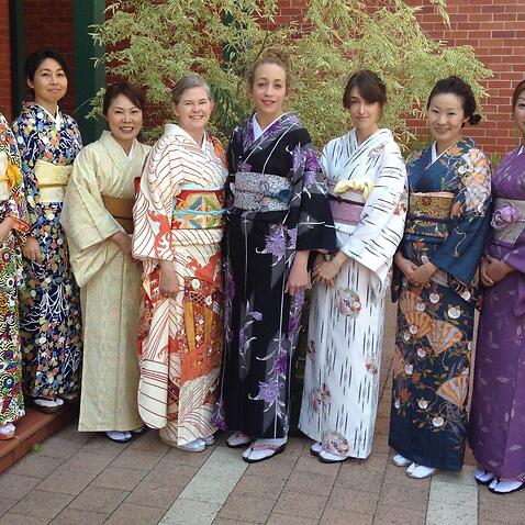 Ms Izumi Woods (far left) at a gathering of Perth Kimono Club