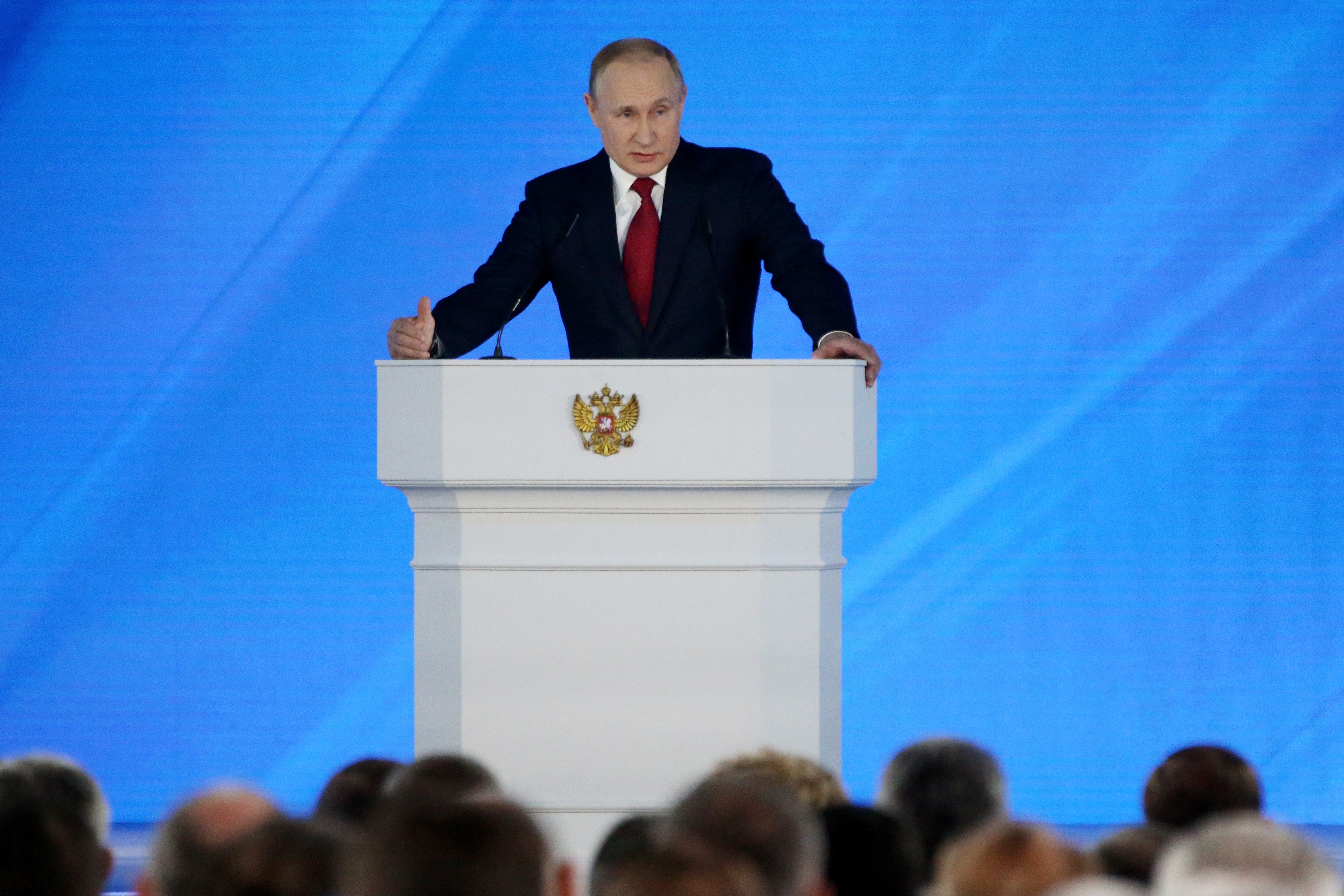 President Vladimir Putin during his annual speech to the Federal Assembly.