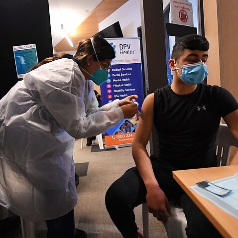A Covid19 vaccine being administered at a pop-up Covid19 vaccination clinic in Melbourne