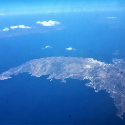 View of Aegean Sea islands. 