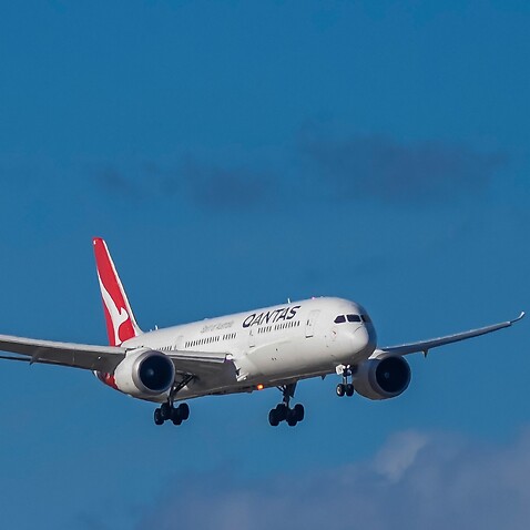 A Qantas repatriation flight from India on final approach into Adelaide Airport in Adelaide, Friday, June 4, 2021.