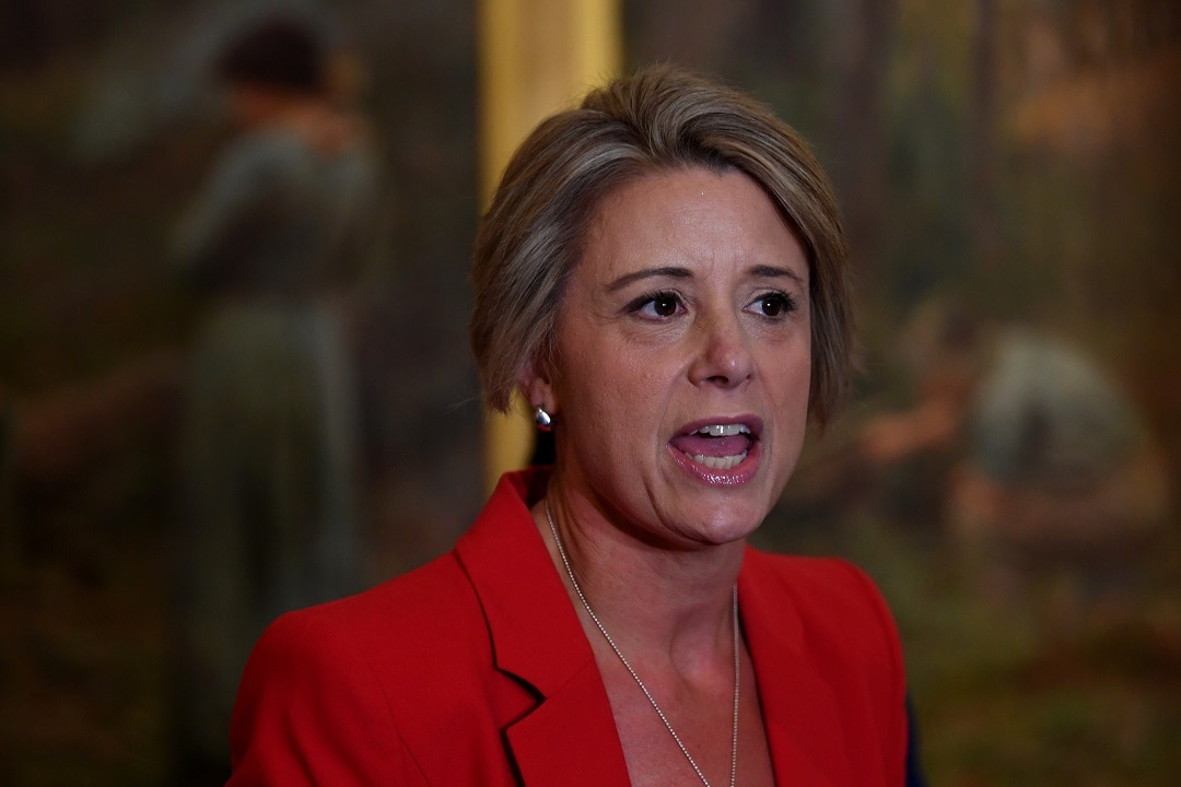 Labor Senator Kristina Keneally speaks to the media during a press conference at the NGV Australia in Melbourne, Saturday, May 11, 2019. A Federal election will be held in Australian on Saturday May 18, 2019. (AAP Image/Lukas Coch) NO ARCHIVING