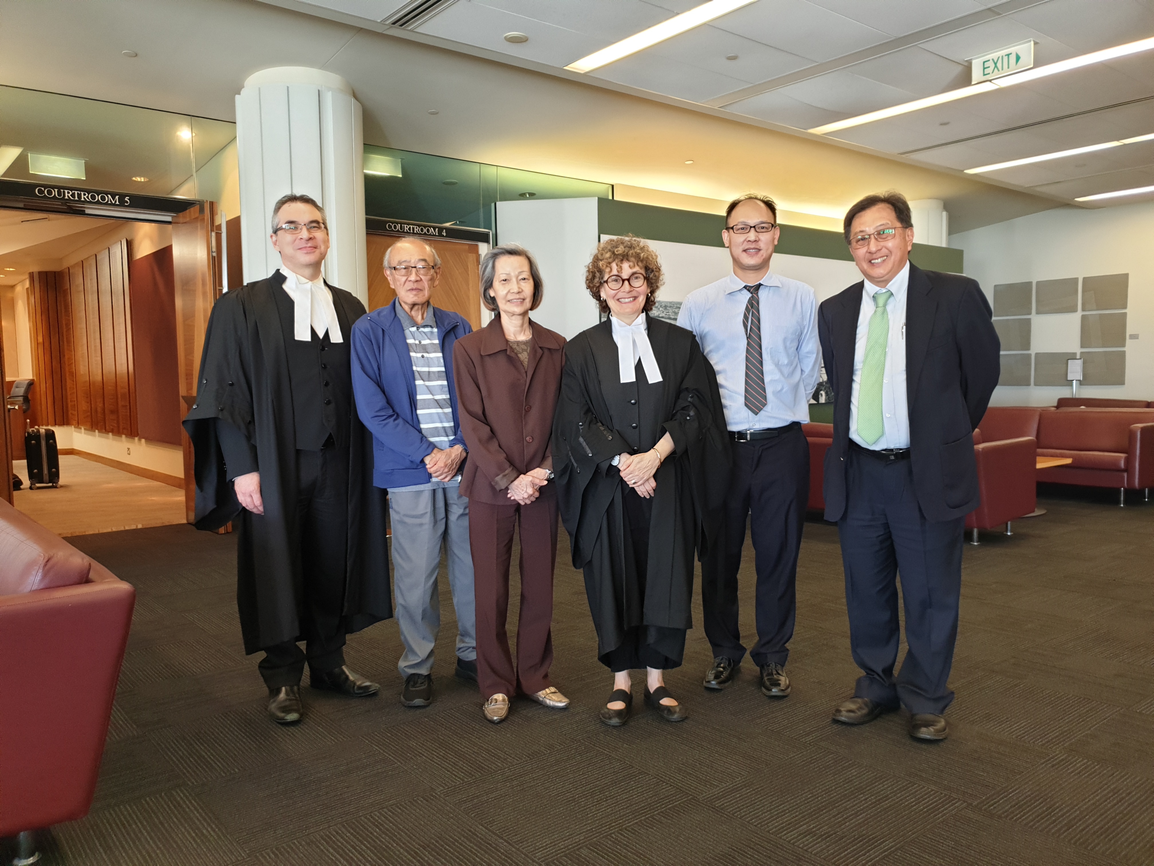 Troy (second from right) at the federal court with (left to right) lawyer Matt Black, father Gordon Lee, mother Amy Lee, barrist