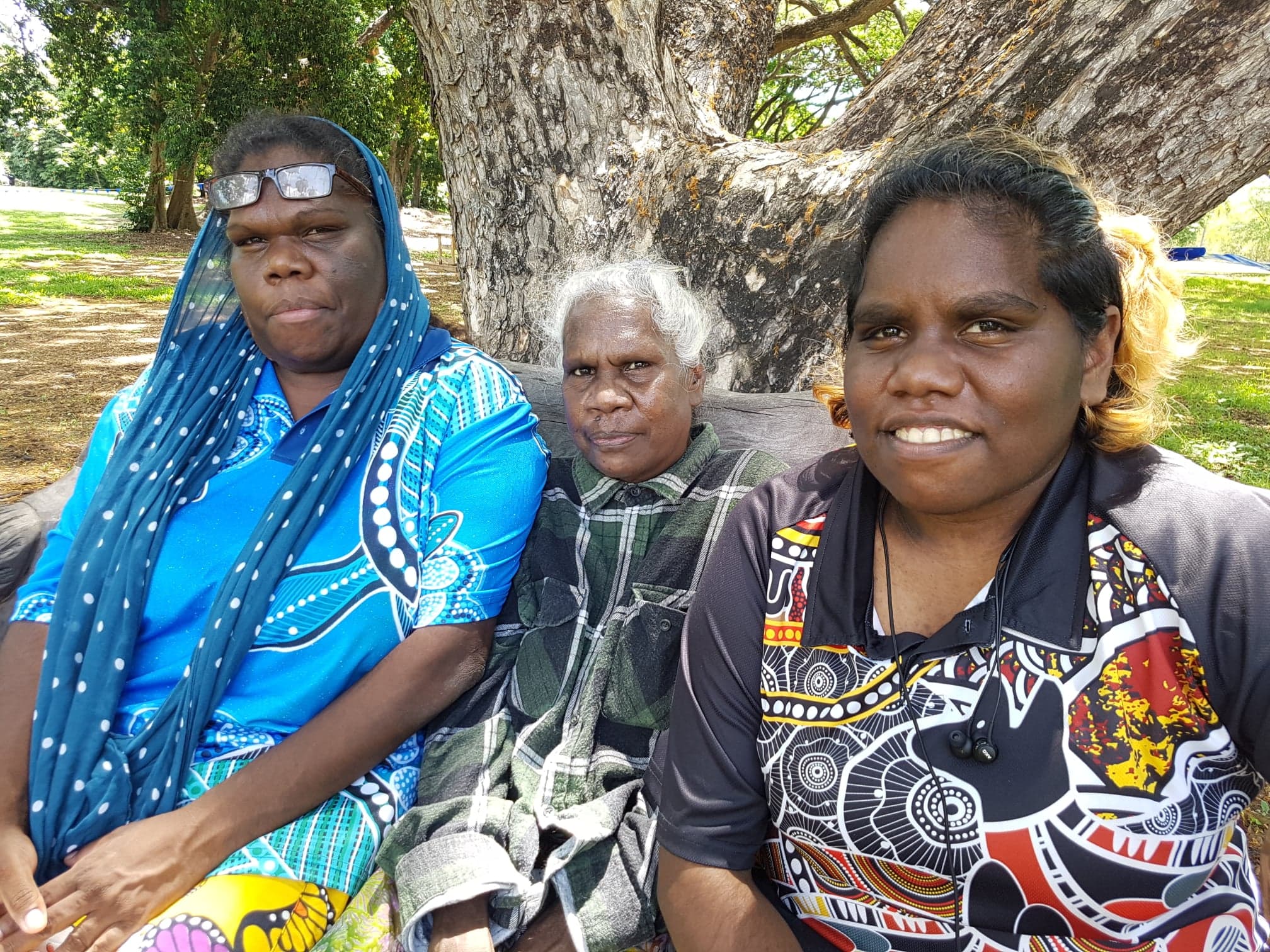 Three generations of Kriol speakers: Glenda Robertson, her mother Carol and daughter Shania Miller teach children how to read and write Kriol.