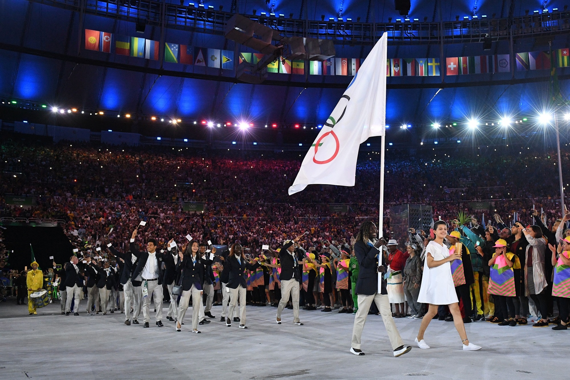 The Refugee Olympic Team during the opening ceremony of the Rio 2016 Olympic Games.