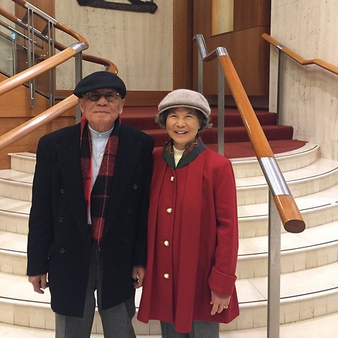 Professor Chiou Chwei-liang(left) and his wife at Queensland’s Parliament in 2018. 