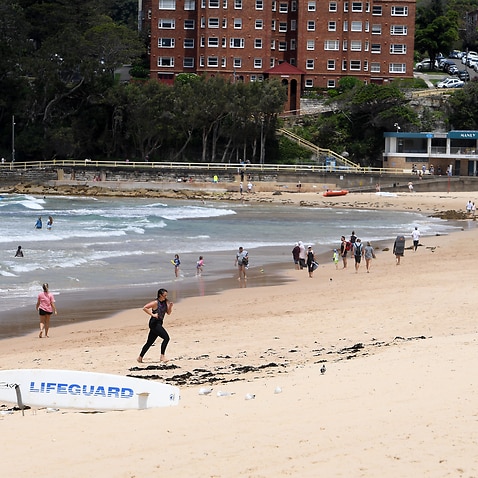 A general view of Manly beach, in Sydney, Saturday, December 26. Sydney's northern beaches remains under lockdown.