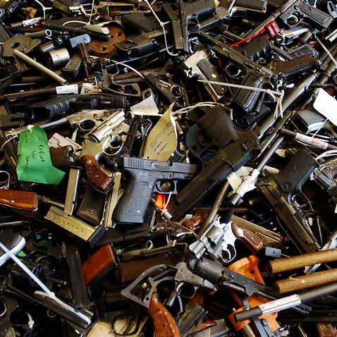 A cache of gun taken in as part of a buyback program.
