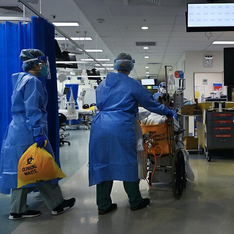 A supplied image of ICU staff caring for COVID-19 positive patients in the ICU of St Vincent’s Hospital in Sydney