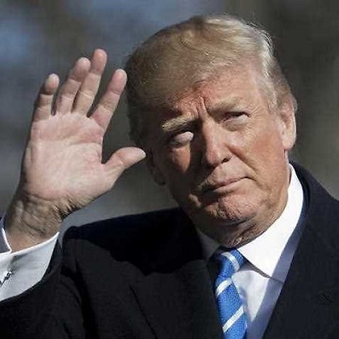 President Donald Trump waves as he arrives back at the White House in Washington, Thursday, April 5, 2018.