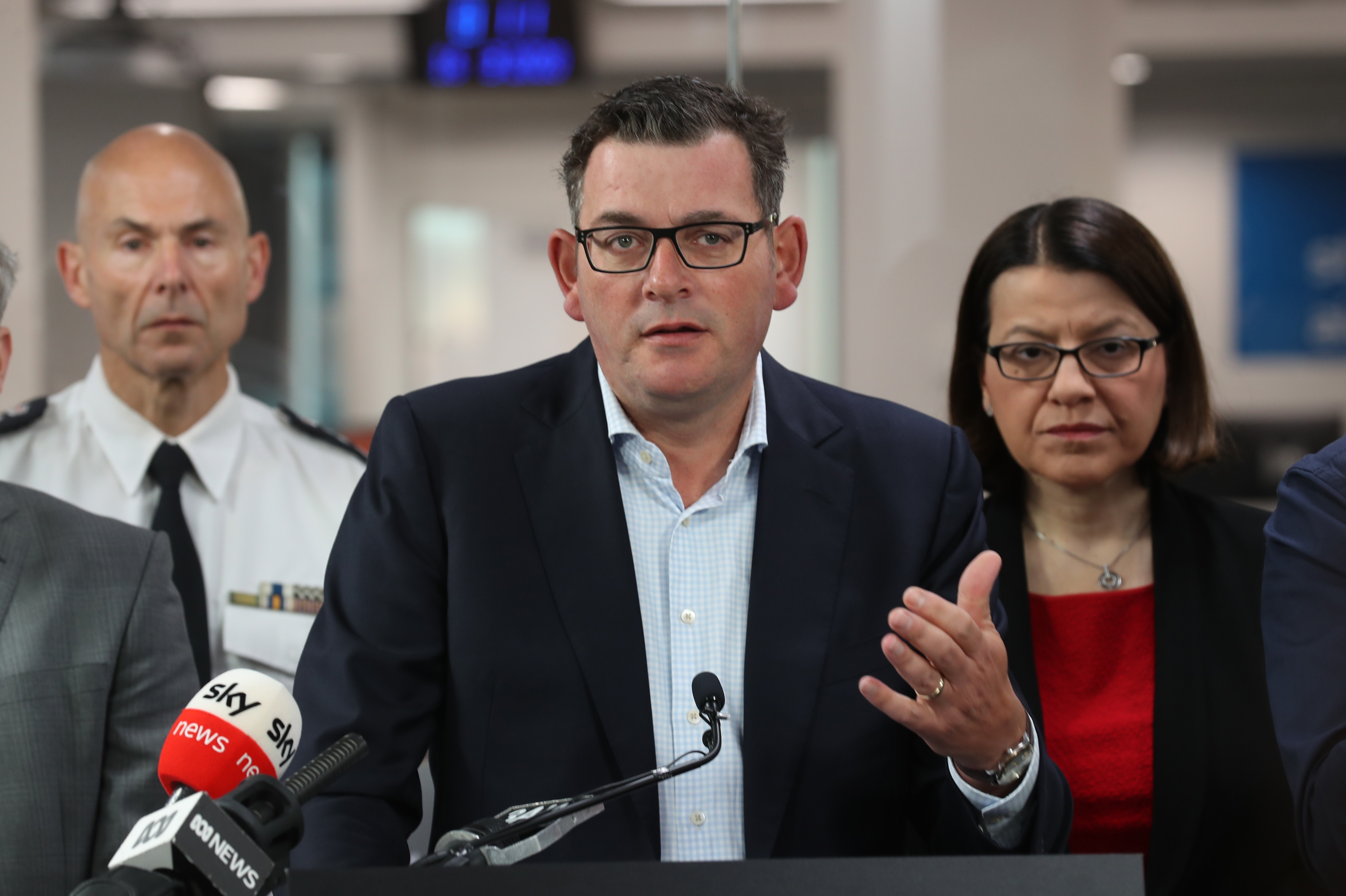 Victorian Premier Daniel Andrews speaks to the media during a press conference at the State Control Centre in Melbourne.