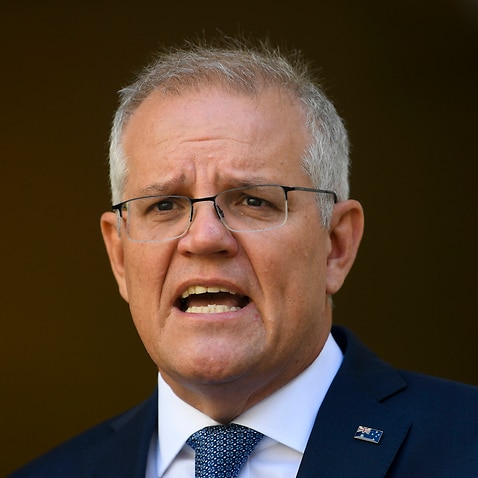 Prime Minister Scott Morrison speaks during a press conference at Parliament House in Canberra.
