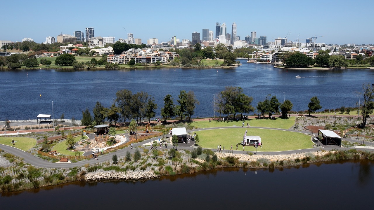 A general view of the Swan River and the City of Perth.