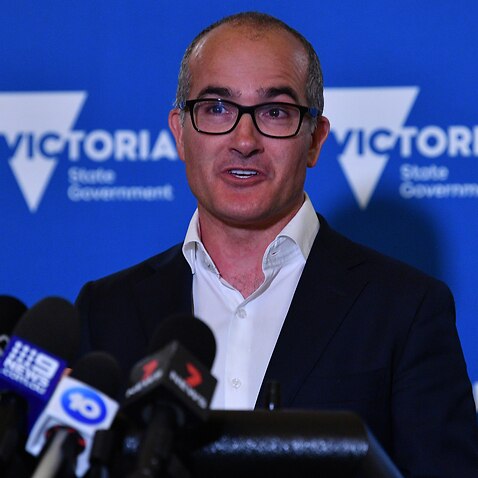 Victorian Deputy Premier James Merlino speaks to the media during a press conference at Parliament House in Melbourne, Thursday, December 2, 2021. (AAP Image/James Ross) NO ARCHIVING