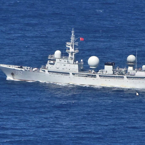 Tàu do thám Haiwangxing của Trung Quốc đi ngang qua trạm hải quân Harold E Holt ở Exmouth.