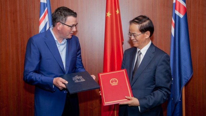 Daniel Andrews and Chinese Ambassador to Australia Source: Supplied: Chinese Embassy