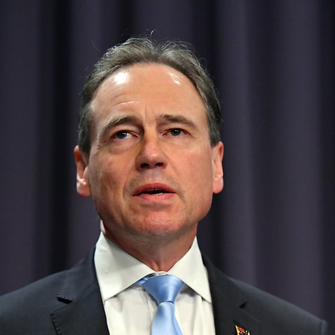 Minister for Health Greg Hunt at a press conference at Parliament House in Canberra, Wednesday, October 27, 2021. (AAP Image/Mick Tsikas) NO ARCHIVING