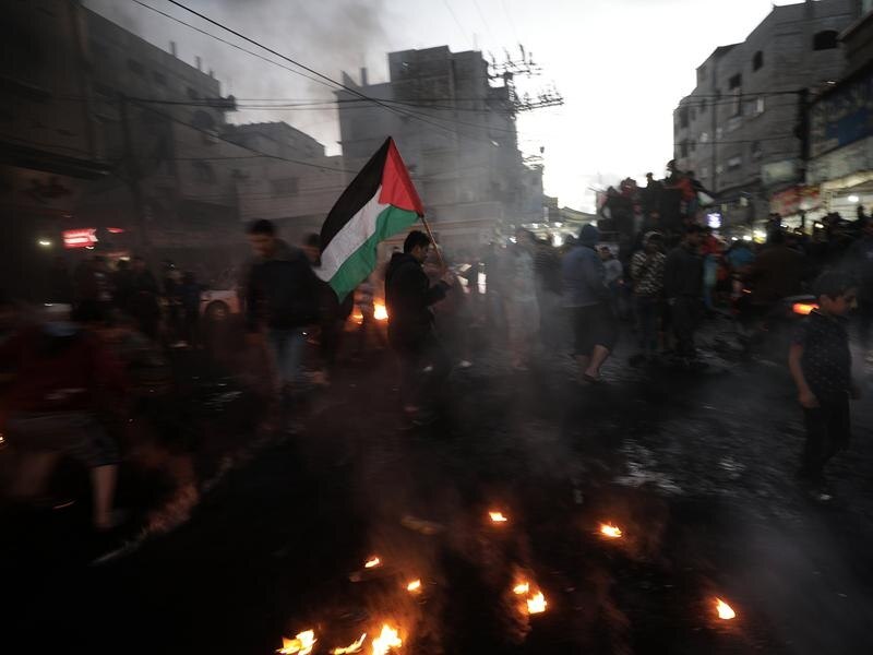 Protests in Gaza Strip over US approval of Israel.