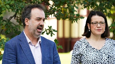 Victorian Minister for Jobs, Innovation and Trade Martin Pakula (left) and Victorian Minister for Health Jenny Mikakos.