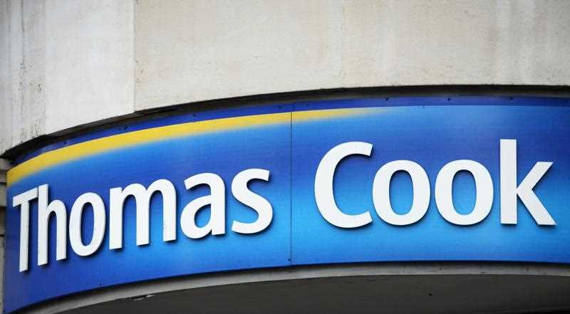 A logo of Thomas Cook is seen in central London, Britain, 26 November 2014 (reissued 29 July 2018).