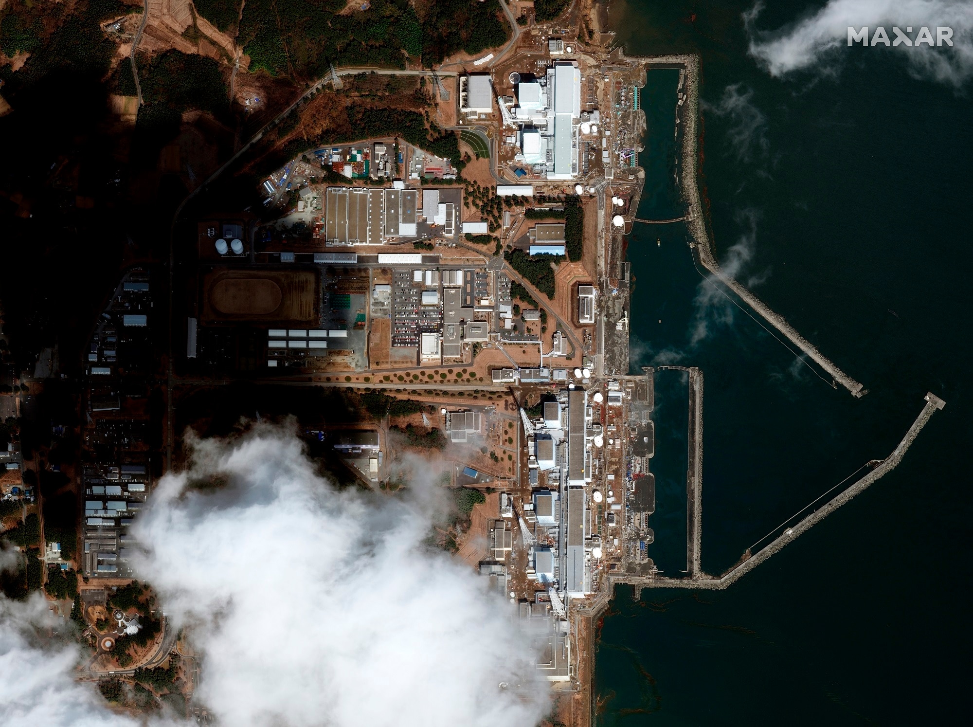 The Fukushima Daiichi nuclear power plant in Okuma, Fukushima prefecture, after an earthquake and tsunami on 12 March 2011. 