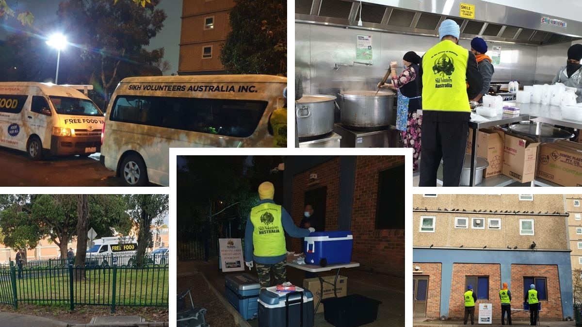 Sikh volunteers out to serve food to lockdown-affected communities in Melbourne.