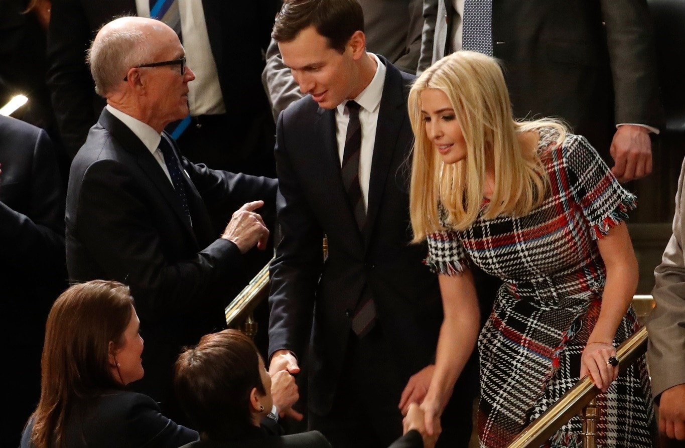 President Donald Trump's son-in-law and daughter Jared Kushner and Ivanka Trump arrive before the State of the Union address 