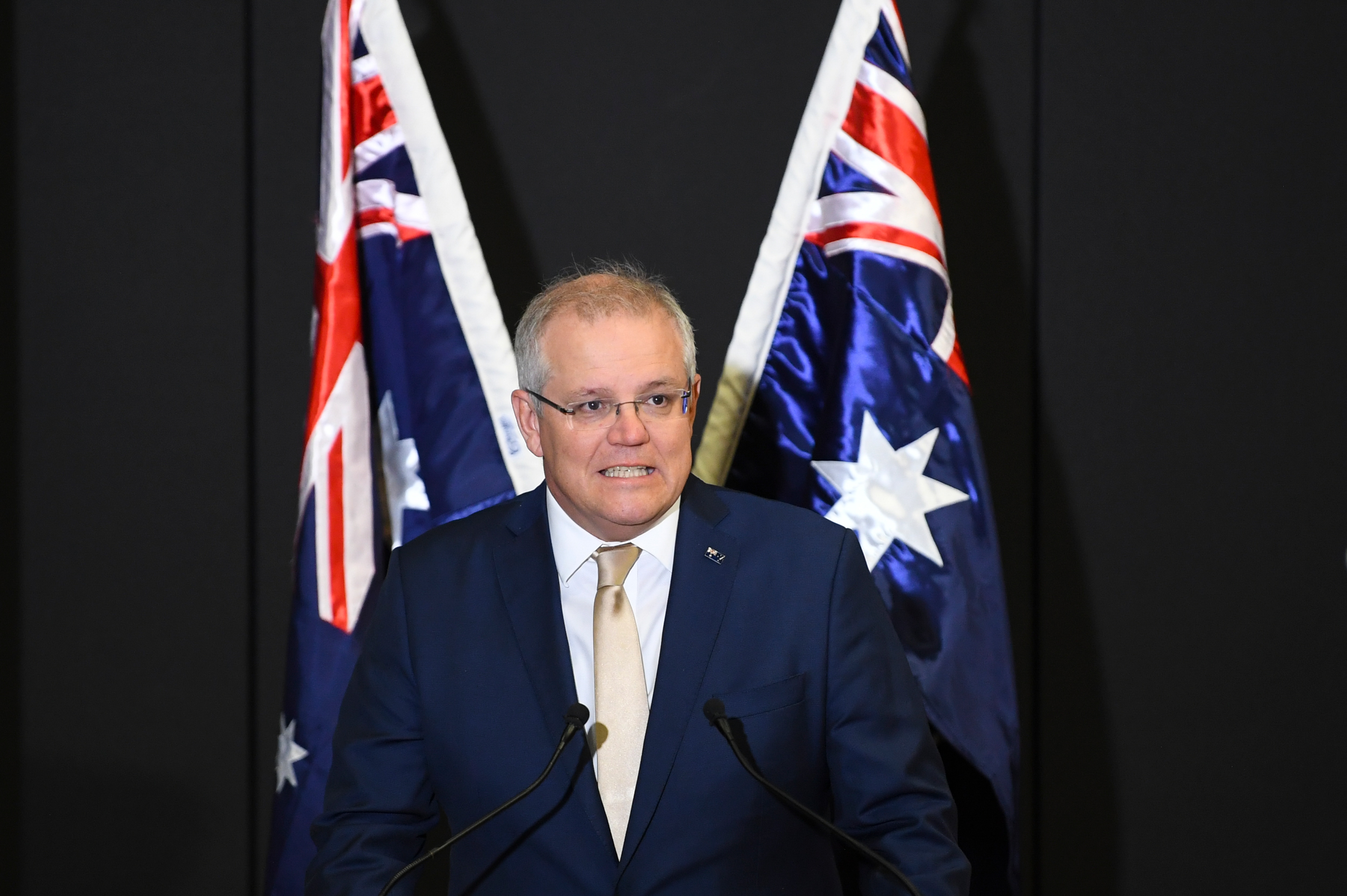Prime Minister Scott Morrison at the Australian Defence Force Academy in Canberra.