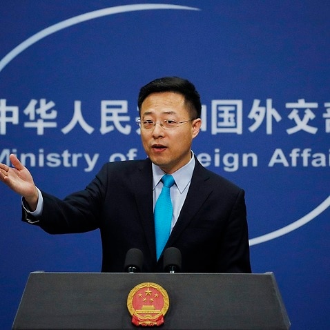 Chinese Foreign Ministry spokesman Zhao Lijian talks to the media.