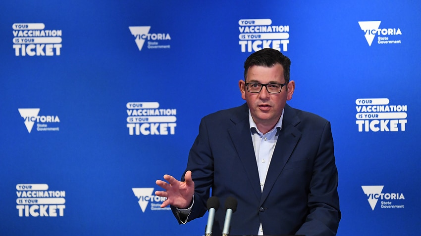 Der viktorianische Premier Daniel Andrews spricht mit den Medien