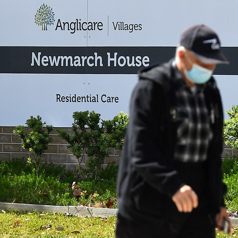A file photo of the entrance to Anglicare's Newmarch House aged care home at Kingswood in Sydney.