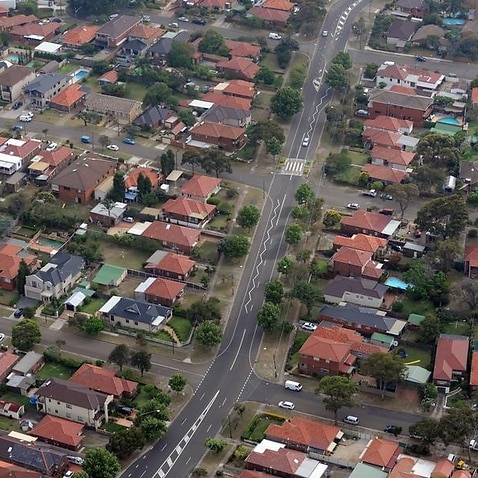 Aerial shot of Sydney housing