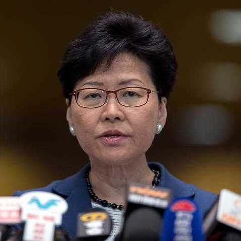 Hong Kong Chief Executive Carrie Lam speaks at a press conference in Hong Kong. She said the government would stay strong on the bill.