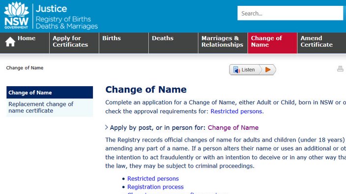 Change of name form