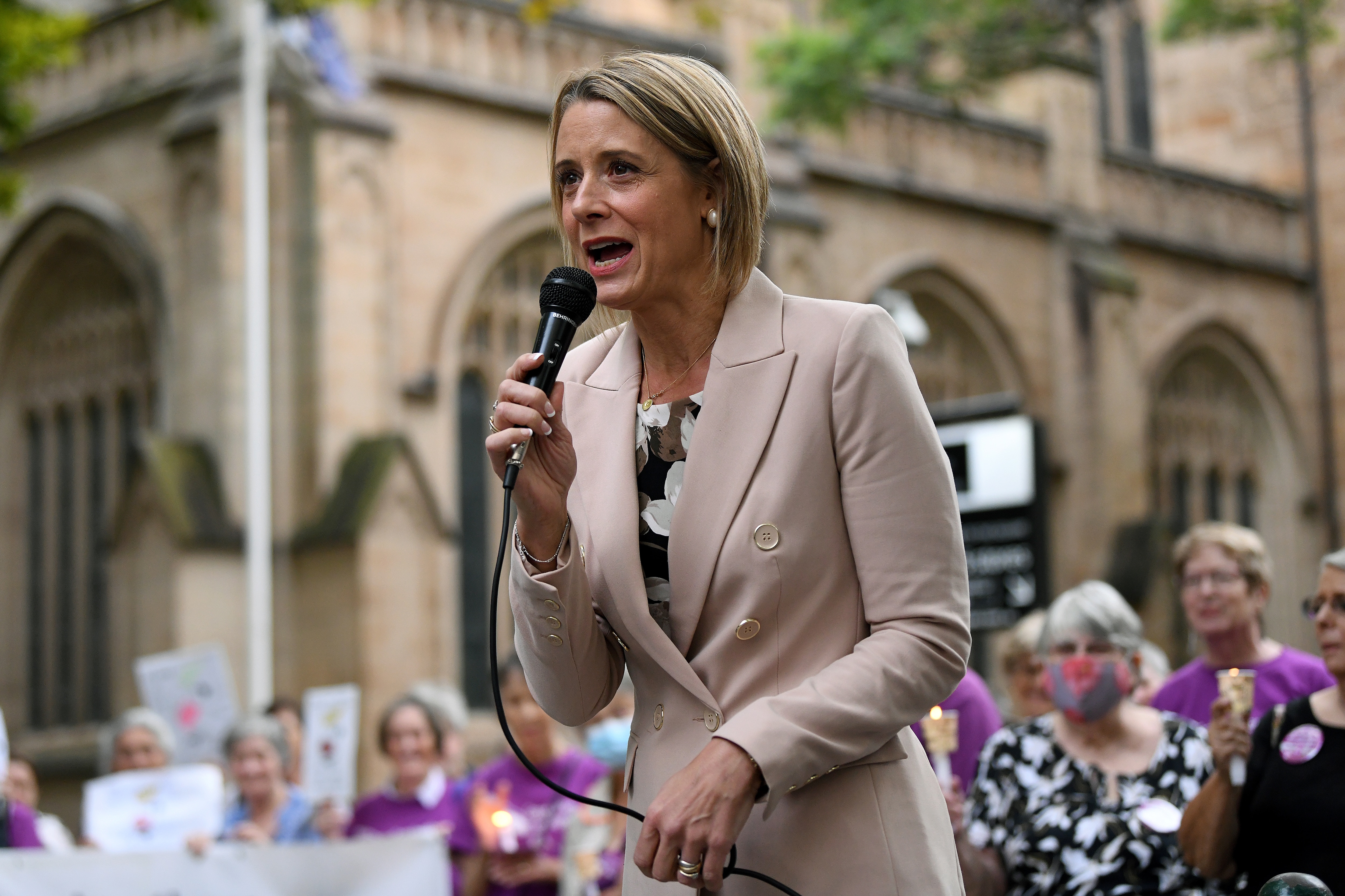 Labor Senator Kristina Keneally speaks during a vigil in support of the Tamil family, in Sydney on 5 March, 2021. 