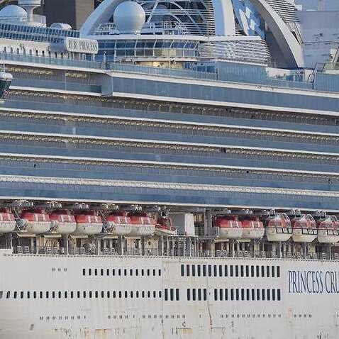 The Ruby Princess cruise ship is seen docked prior to departing Port Kembla in Wollongong, New South Wales, Thursday, April 23, 2020