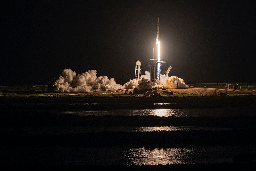 The lift-off a SpaceX Falcon9 carrying the Inspirational4 crew, at NASAâ€™s Kennedy Space Center in Cape Canaveral, USA.