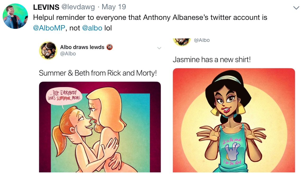 Twitter Cartoon Porn - People keep tagging a porn cartoonist as Anthony Albanese on ...